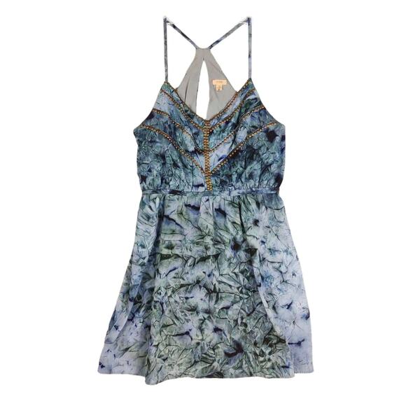 Urban Outfitters UO Ecote Lily Blue Tie Dye Cami Mini Dress with Studs, Size S - Picture 2 of 5